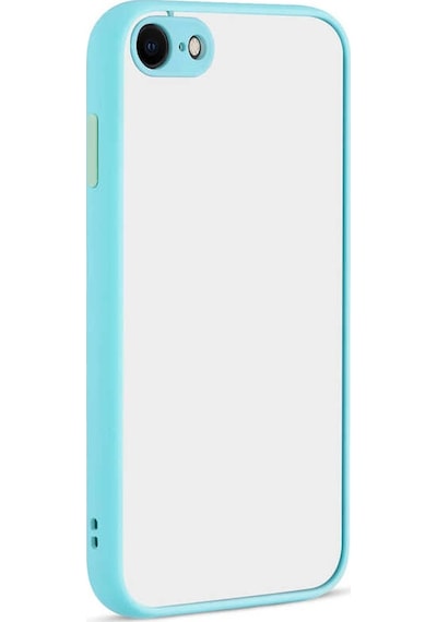Noktaks - İphone Se 2022 Uyumlu Kılıf Arkası Buzlu Renkli Kenarlı Hux Kapak - Turkuaz - T21092