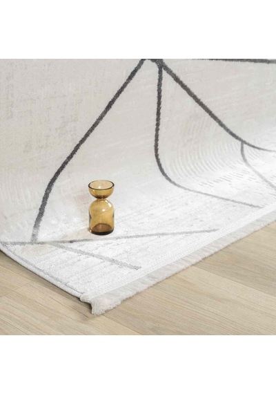Beyaz Gri Siyah Üçgen Geometrik Modern Halı - Ng5112av