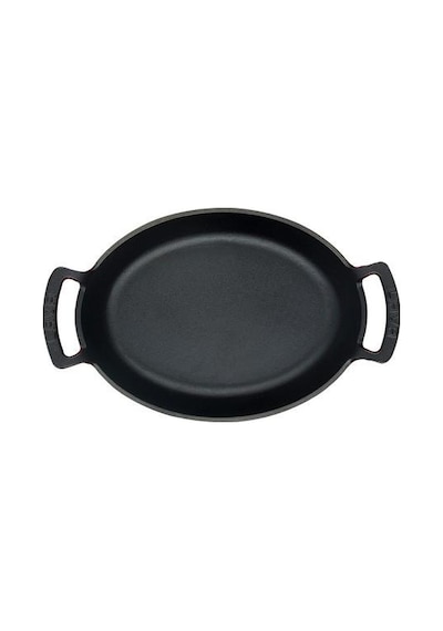 Lava Oval Kulplu Tava Ahşap Altlıklı 27x20 Kırmızı