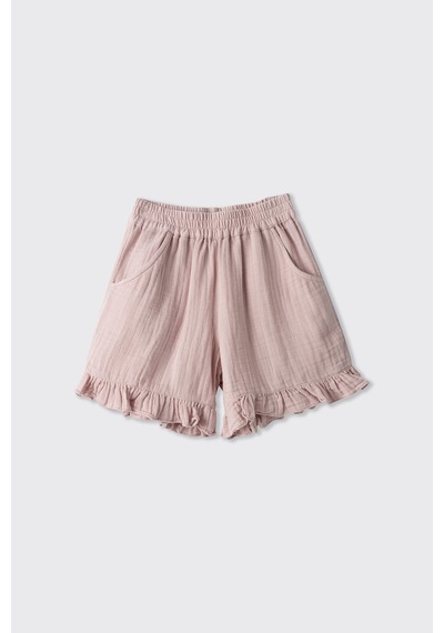 Panço Kız Çocuk Yumuşak Dokulu Müslin Şort Mavi Pembe