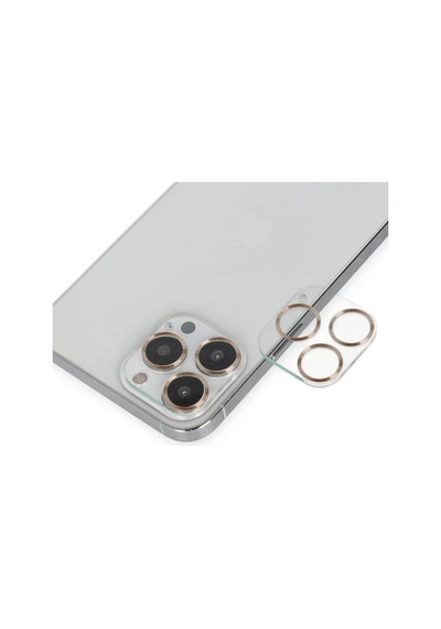 Apple, Uyumlu iPhone 14 Pro Max Band Metal Kamera Lens - Gold
