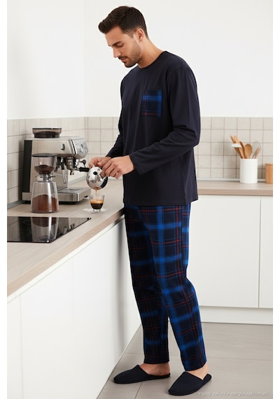 Buratti Ekoseli Cepli Beli Lastikli % 100 Pamuk Regular Fit Erkek Pijama Takımı 6572001 Lacivert-Saks Buratti Ekoseli Cepli Beli Lastikli % 100 Pamuk Regular Fit Erkek Pijama Takımı 6572001 Lacivert-Saks