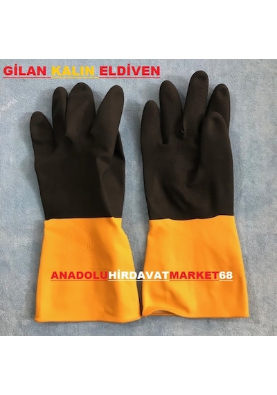 Gilan Kalın Lastik Eldiven Sarı Siyah Iş Eldiveni Yüksek Kalite