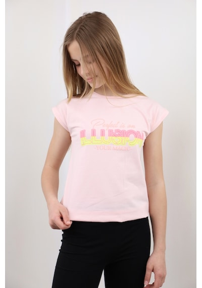 Toontoy Kids Toontoy Kız Çocuk Illusıon Baskılı Tişört Pudra