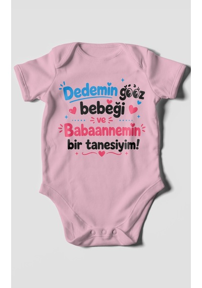 Morivokids Dedeye Ve Babaanneye Özel Kısa Kollu Bebek Body %100 Pamuk Zbn151-kk Koyu Pembe