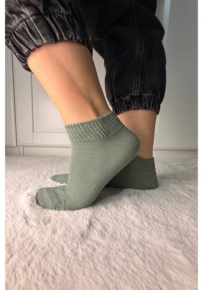 Ozzy Socks 3 Çift Kadın Taş Detaylı Dikişsiz & Takviyeli Patik Çorap Çok Renkli