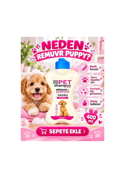 Puppy Yavru Köpek Şampuanı 400 Ml Hassas Ciltler İçin Nazik Temizlik Yumuşak Ve Parlak Tüy Görünümü
