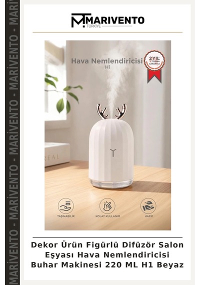 Dekor Ürün Figürlü Difüzör Salon Eşyası Hava Nemlendiricisi Buhar Makinesi 220 Ml H1 Beyaz