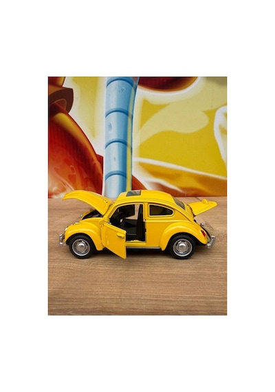 Vosvos Diecast Model Araba Wolkswagen Klasik Model Araba Beetle Vosvos Açılan Kapılar Sesli Işıklı Sarı
