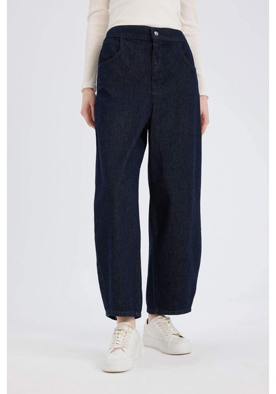 DeFacto Barrel Fit Beli Lastikli Bilek Boy Cepli Yumuşak Jean Pantolon E3873AX25SPNM82