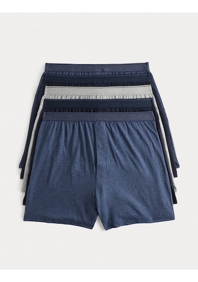 Marks & Spencer Saf Pamuklu 5'li Nefes Alabilir:trade Mark: Boxer Seti Mavi