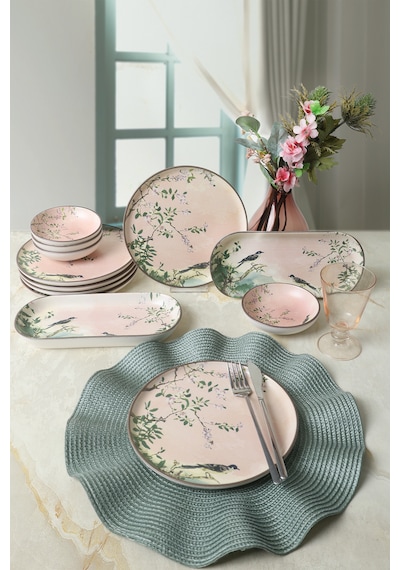 Keramika Pink Woods Kahvaltı Takımı 12 Parça 6 Kişilik 22639-41 Çok Renkli
