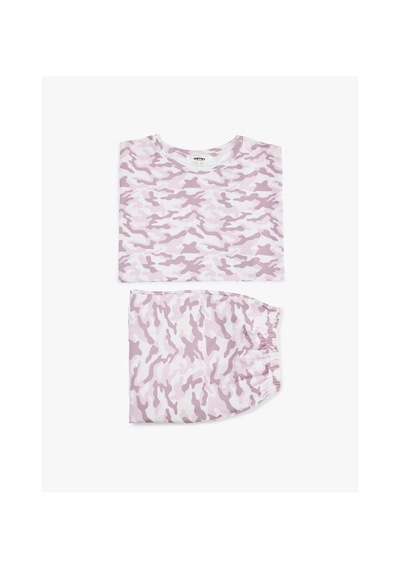 Koton Kamuflaj Desenli Rahat Kesim Bisiklet Yaka Kısa Kollu Pijama Takımı Pembe Desenli 7wlk40304mk Koton Kamuflaj Desenli Rahat Kesim Bisiklet Yaka Kısa Kollu Pijama Takımı Pembe Desenli 7wlk40304mk