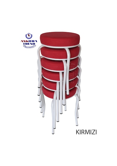 Tabure (Beyaz Ayaklı) ((6 Adet)-Mutfak Balkon Tabur...