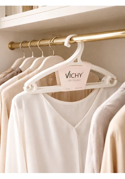 Vichy 5 Li Kaymaz Askı 41,8 Cm Krem Renk Çok Amaçlı Elbise & Pantolon Askısı Vch-7019 Açık Bej