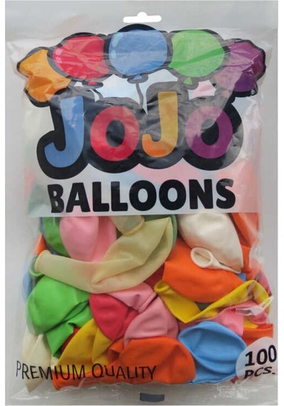 Balon Düz 12 İnc Jojo Balloons Karışık Pk:100 Çok Renkli