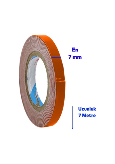 Badem10 Yapışkanlı Neon Bisiklet Motosiklet Araba Jant Bandı 7 Mm X 7 Metre Turuncu Reflektif Parlayan Bant