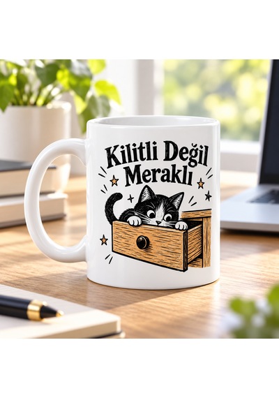 Bezos Kilitli Değil Meraklı Tasarımlı Porselen Kupa - Model 519 Ventra