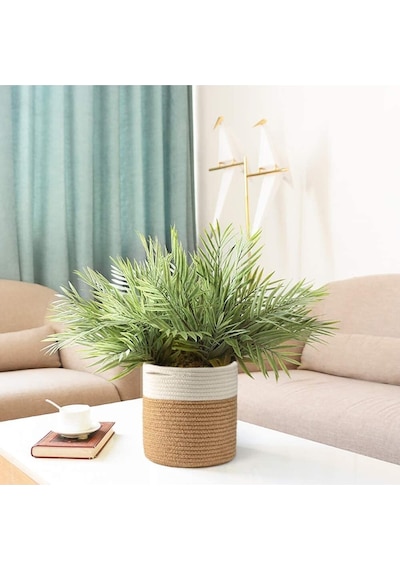 Mavaux Dekoratif Jüt Saplı Hasır Sepet Saksı 25cm X 25 Cm, Jüt Bej Saksılık, Dekoratif Saksı Ve Havluluk Jütbeyaz