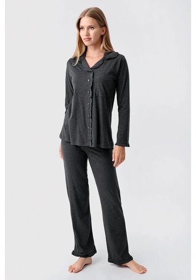 Artış Collection Artış 23112 Lohusa Pijama Takımı Antrasit Gri