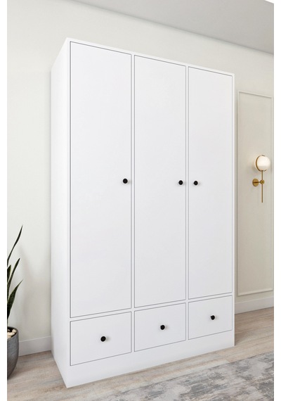 Ases Mobilya Ases Ela848 Modern 3 Kapaklı 3 Çekmeceli Raflı Askılı Gardırop Giysi Dolabı Beyaz Beyaz Ases Mobilya Ases Ela848 Modern 3 Kapaklı 3 Çekmeceli Raflı Askılı Gardırop Giysi Dolabı Beyaz Beyaz