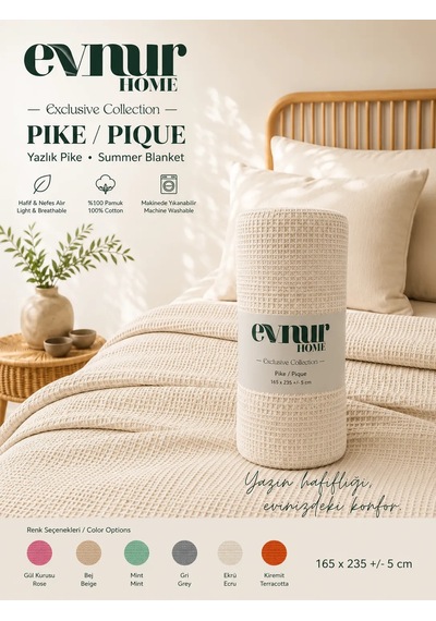 Evnur Home Lüks Pike Tek Kişilik 160x235 Ekru