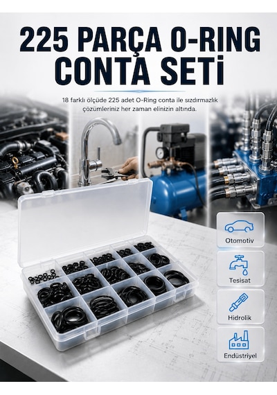 18 Ölçü O-ring Conta Seti Otomotiv, Tesisat Ve Hidrolik İçin Kauç