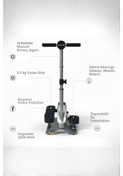 Kochler 2'si 1 Arada Eliptik Stepper Ve Mini Bisiklet Ayakta Ve Oturarak Kullanım
