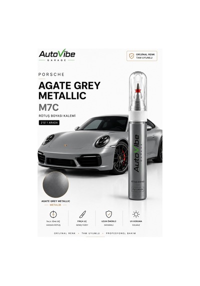 Porsche Agate Grey Metallic M7s Rötuş Boya Kalemi 2'si 1 Arada Orijinal Renk Uyumlu