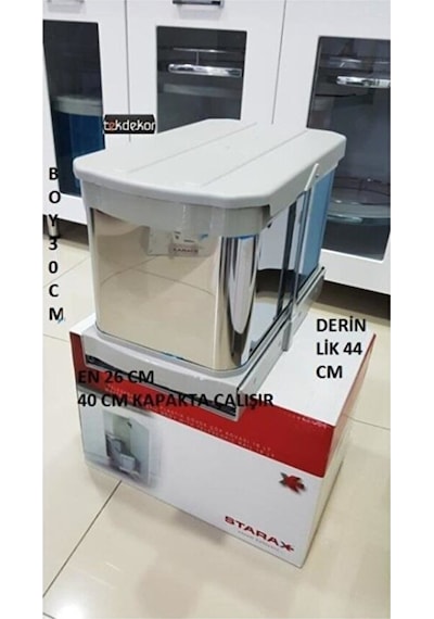 Çöp Kovası Paslanmaz Çelik Raylı S 2574 Kısa Boylu Antrasit - Gri