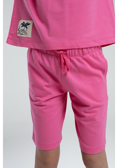 Roly Poly Garson Kız Çocuk %100 Pamuklu Regular Rahat Kesim Kısa Kollu Bermuda Şortlu Pijama Takım Fuşya
