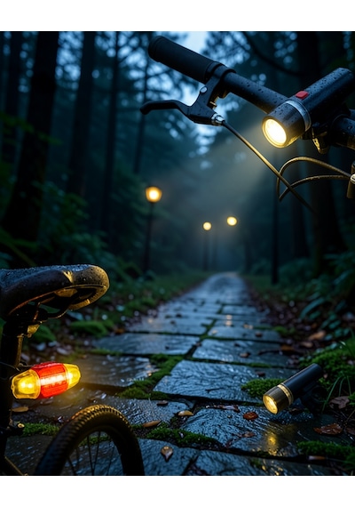 Led Bisiklet Işık Seti Ön Far Ve Arka Stop Lambası Çok Renkli