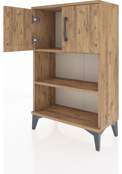 Arges Komodin 2 Raflı 2 Kapaklı 60x30x96 Çam-çam Atlas Çam