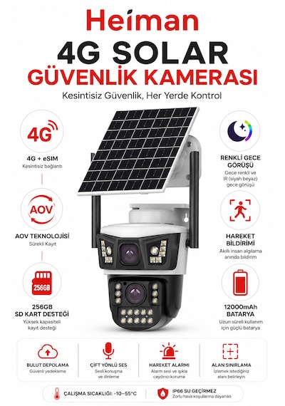 Hm-850 4mp 2 Kameralı Solar Ptz 4g Sim Kartlı Kamera Hm-850 4mp 2 Kameralı Solar Ptz 4g Sim Kartlı Kamera