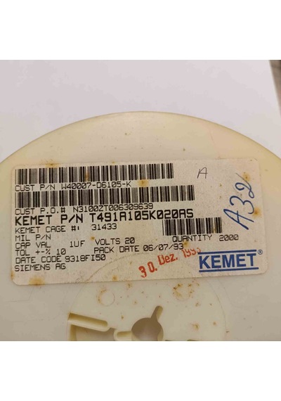 T491a105k020as 1mf 20v A Kemet Tantal Kondansatör 50 Adet