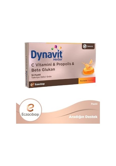 Dynavit Herbal C Vitamini, Propolis & Beta Glukan 16 Pastil - Bağışıklık - C Vit, Propolis, Beta Glukan