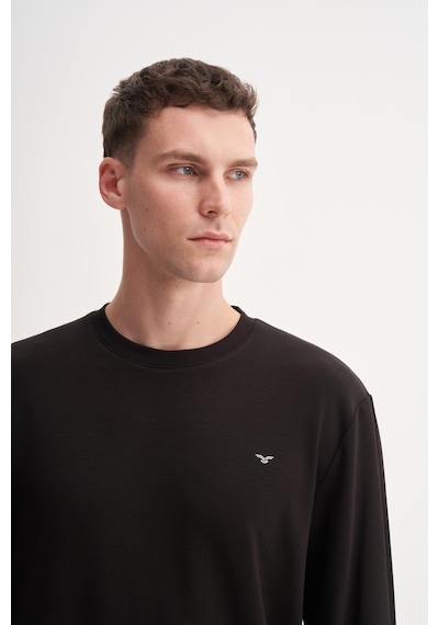 Cazador 53140 Erkek Bisiklet Yaka Sweatshirt Siyah