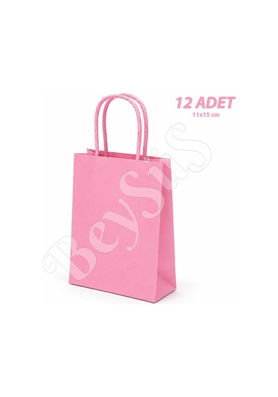 11x15 Cm Hediyelik Kağıt Çanta Pembe 12 Adet Tüm Yaşlar