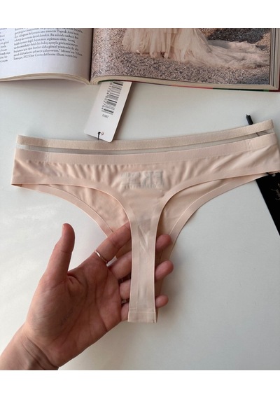 Orijinal Lazer Kesim Spandex Invisible Dikişsiz Transparan Detayl Pudra