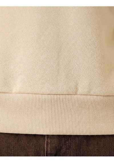 Koton Uzun Kollu Üç İplik Yıkamalı Rahat Kalıp Pamuklu Bisiklet Yaka Sweatshirt Bej 7wam70154mk Ekru