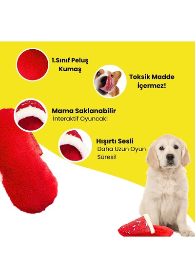 Havhav Kalp Desenli Mama Saklamalı Peluş Terlik Köpek Oyuncağı