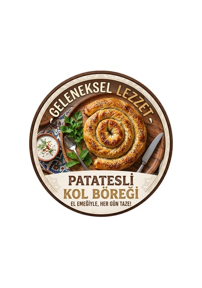 Patatesli Kol Böreği Temalı Börekçiler Kahvaltıcılar Cafe İçin Ahşap Duvar Kapı Dekoratif Süs Tablo