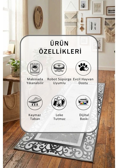 L8003 Gri Yıkanabilir Yolluk