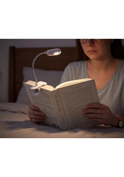 Mandallı Led Kitap Okuma Lambası Esnek Yaylı Boyun, Pilli, Klipsli Tasarım Kitap, Masa, Yatak Başı İçin Okuma Işığı