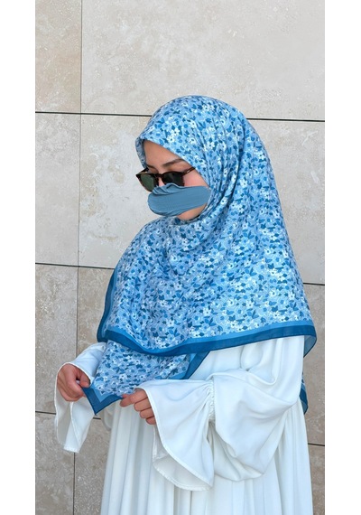Qalortex Scarf Meyra Desen B.boy Eşarp - İndigo indigo