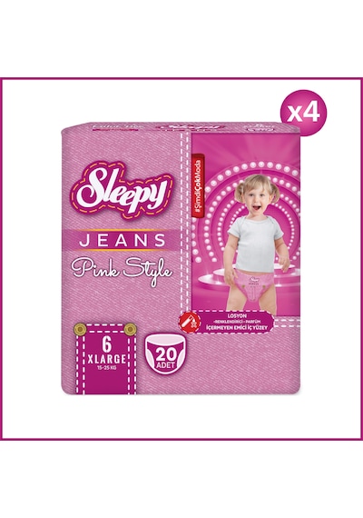 Sleepy Pink Jeans Külot Bez 6 Numara Xlarge 4 Lü Jumbo 80 Adet