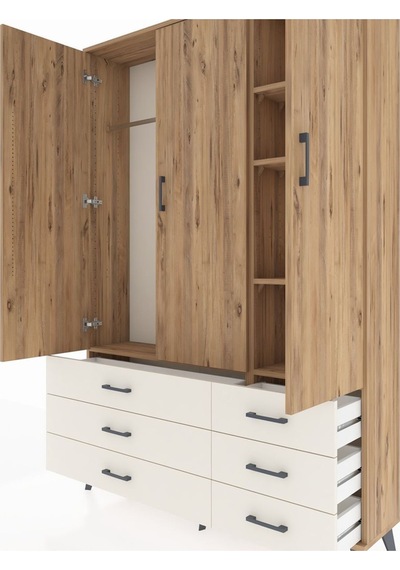 Arges Dolap 5 Raflı 6 Çekmeceli Tek Askılı 132x30x195 Çam-çam/aytaşı Atlas Çam/aytası Arges Dolap 5 Raflı 6 Çekmeceli Tek Askılı 132x30x195 Çam-çam/aytaşı Atlas Çam/aytası
