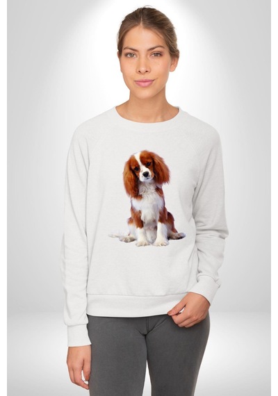 Cavalier King Charles Spaniel Unisex Beyaz Sweatshirt Beyaz