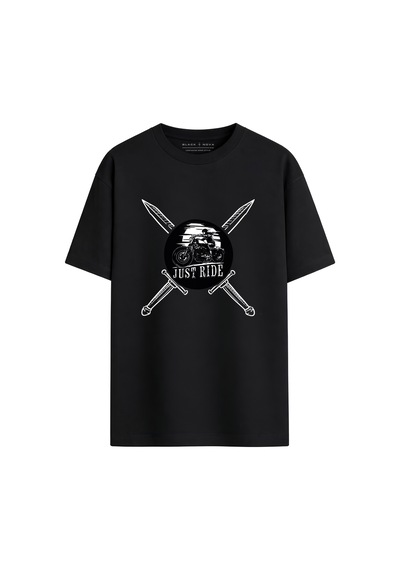 Black Nova Oversize Baskılı Unisex %100 Pamuk T-shirt Sunset Cross Siyah