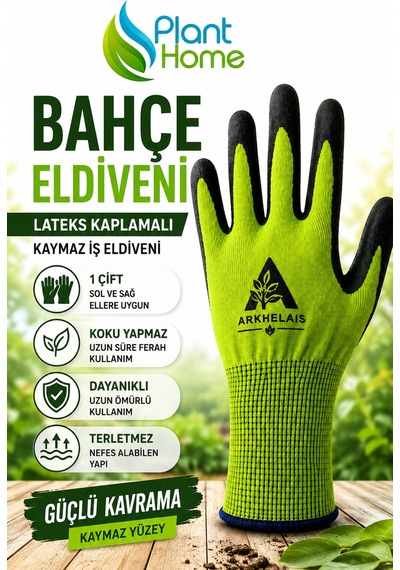Bahçe Eldiveni Lateks Kaplamalı Kaymaz Dokunmatik Ekran Uyumlu Koku Yapmaz Terletmez 1 Çift